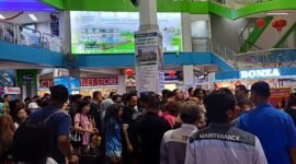 Wisatawan mancanegara saat berada di Pelabuhan Internasional Batamcentre, waktu lalu.