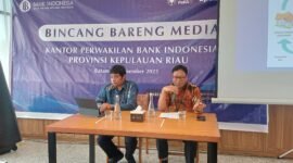 Kepala Perwakilan BI Kepri, Rony Widijoarto, rilis akhir tahun 2025, di Labber Pegudangan, Batam, Selasa (30/12/2025).