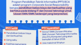 Pendaftaran Beasiswa BCA PPTI batch 2 dibuka hingga 31 Januari 2026.