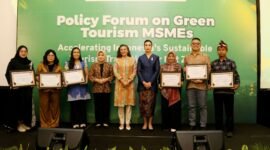 Kementerian Pariwisata bersama Organisasi Perburuhan Internasional (ILO) menyelenggarakan “Policy Forum on Green Tourism MSMEs” di Hotel Le Meridien, Jakarta pada Jumat (5/12/2025). (Istimewa)
