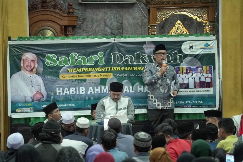 Safari Dakwah Peringatan Isra Mikraj Nabi Muhammad SAW 1447 H/2026 M di Masjid Babul Khairat, Bengkong Indah 2 Swadaya, Kota Batam, Sabtu (17/1/2026). Foto: Diskominfo Kepri