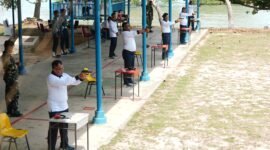 Komando Daerah Angkatan Laut (Kodaeral) IV menggelar latihan menembak di Lapangan Tembak Cakra, Selasa (20/01/26). Foto: Istimewa