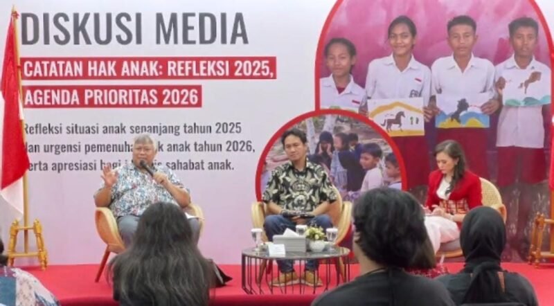 Talkshow dan diskusi, pemaparan catatan akhir tahun situasi anak di agenda pemenuhan hak anak 2026 Diskusi Media di Jakarta, Rabu (14/1/2026). 