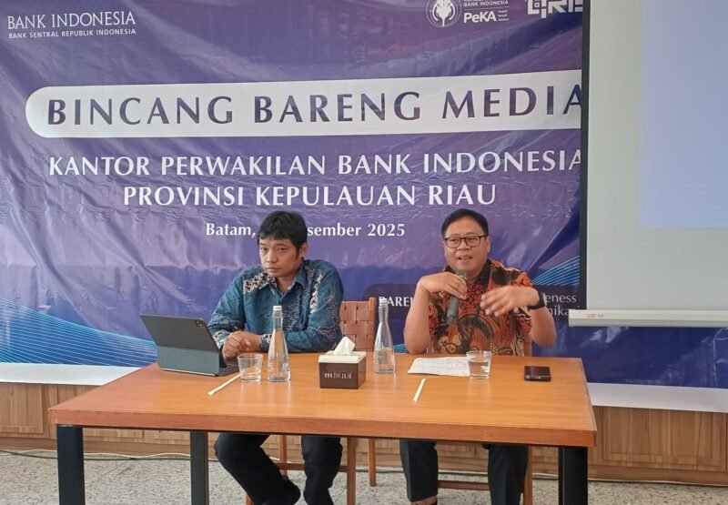 Kepala Perwakilan Bank Indonesia Provinsi Kepulauan Riau, Rony Widijarto, P, saat Bincang Bareng Media rilis akhir tahun 2025, di Batam, Selasa (30/12/2025).