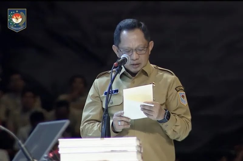 Menteri Dalam Negeri Tito Karnavian, dalam Rakornas Pemerintah Pusat dan Daerah 2026, digelar, Senin (2/2/2026) di Sentul, Kabupaten Bogor. Foto: YouTube Kemendagri