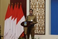 Kepala Bappeda Provinsi Kepri Aries Fhariandi memberikan kata sambutan. Foto: Diskominfo Kepri