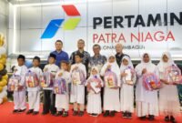 Pertamina Patra Niaga Regional Sumbagut menyantuni 25 anak yatim binaan Badan Dakwah Islamiyah (BDI), Rabu (18/2/2026). Foto: Istimewa