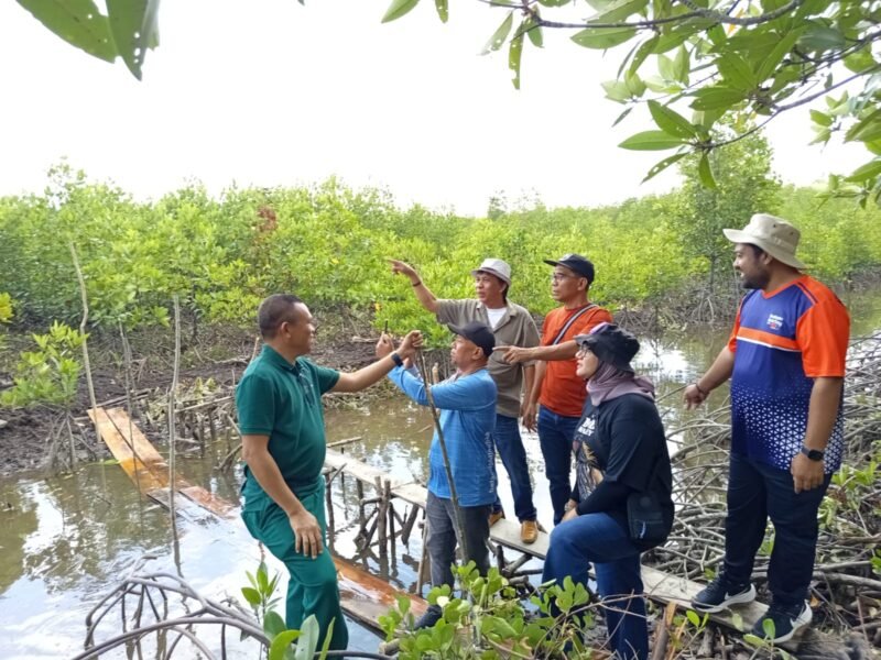 Sebelum aksi penanaman mangrove, Komunitas Jurnalis Kepri (KJK Kepri) meninjau kawasan Sungai Tiram, Desa Penaga, Kabupaten Bintan, Sabtu (7/2/2026). Foto: Istimewa