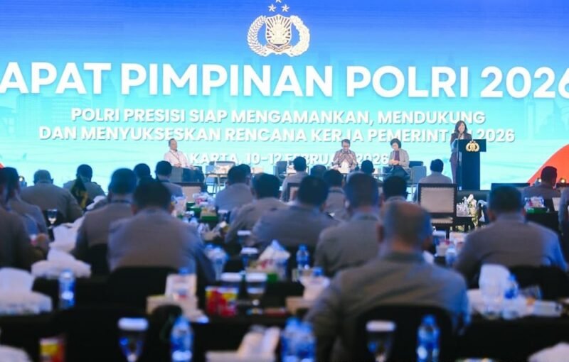 Menteri Komunikasi dan Digital Meutya Hafid saat Rapat Pimpinan Kepolisian RI di Jakarta Timur, Rabu (11/2/2026) Foto: Humas Kemkomdigi