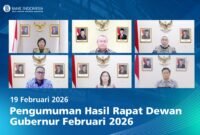 Rapat Dewan Gubernur 18–19 Februari 2026 menetapkan Bank Indonesia tetap menahan BI-Rate di 4,75 persen. Foto: Istimewa