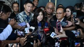 Menkomdigi Meutya Hafid menyampaikan Keynote Speech acara Konvensi Nasional Media Massa Hari Pers Nasional 2026 di Hotel Aston Serang, Banten Minggu (8/2/2026). Foto: Komdigi