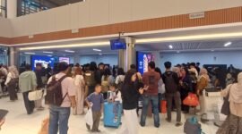 Suasana arus balik di Bandara Internasional Hang Nadim Batam, Kota Batam, Jumat (27/3/2026). 