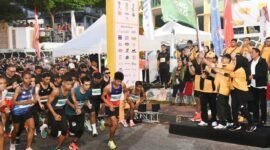 Event lari pagi Ibnu Sina Batam Running 2026 di Simpang Tiga Seraya, depan Kampus Universitas Ibnu Sina Batam, Minggu (26/4/2026). Foto: Diskominfo Kepri