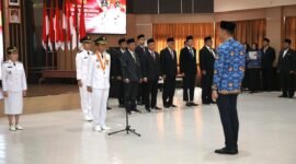Upacara peringatan Hari Otonomi Daerah (Otda) ke-30 tingkat Kota Batam di Kantor Wali Kota Batam, Senin (27/4/2026). Foto: Humas Diskominfo Batam
