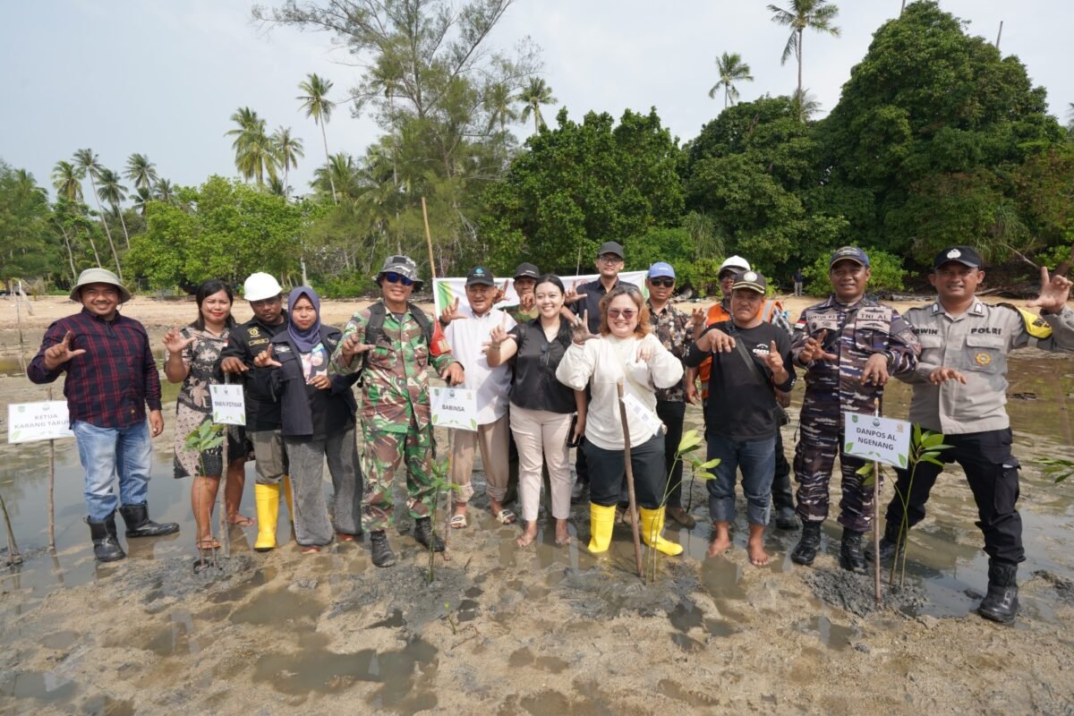 Sebanyak 1.000 bibit mangrove di pesisir Pulau Ngenang, Kecamatan Nongsa, Batam, ditanam, Kamis (21/5/2026). Foto: Istimewa