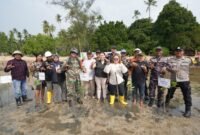 Sebanyak 1.000 bibit mangrove di pesisir Pulau Ngenang, Kecamatan Nongsa, Batam, ditanam, Kamis (21/5/2026). Foto: Istimewa