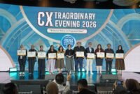 PT Pegadaian meraih Contact Center Service Excellence Award (CCSEA) 2026 kategori Multifinance Call Center dalam ajang Top CX Brand Award – CXTRAORDINARY EVENING 2026 di Hutan Kota by Plataran, Jakarta, Kamis (30/4/2026). Foto: Istimewa