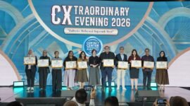PT Pegadaian meraih Contact Center Service Excellence Award (CCSEA) 2026 kategori Multifinance Call Center dalam ajang Top CX Brand Award – CXTRAORDINARY EVENING 2026 di Hutan Kota by Plataran, Jakarta, Kamis (30/4/2026). Foto: Istimewa