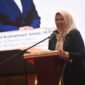Ketua TP PKK Provinsi Kepulauan Riau sekaligus Ketua Yayasan Kanker Indonesia (YKI) Provinsi Kepulauan Riau, Dewi Kumalasari Ansar saat memberikan sambutan pada mengukuhkan Pengurus Yayasan Kanker Indonesia Kota Batam periode 2026-2031 di Wyndham Panbil, Sabtu (16/5/2026). (Dilan)