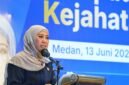 Menteri Komunikasi dan Digital (Menkomdigi) Meutya Hafid saat kegiatan “Kumpul Komunitas Waspada Kejahatan Digital” di Medan, Sumatra Utara, Sabtu (13/6/2026). Foto: Amiriyandi InfoPublik