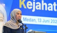 Menteri Komunikasi dan Digital (Menkomdigi) Meutya Hafid saat kegiatan “Kumpul Komunitas Waspada Kejahatan Digital” di Medan, Sumatra Utara, Sabtu (13/6/2026). Foto: Amiriyandi InfoPublik