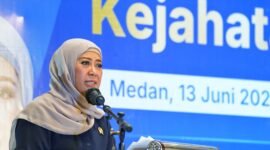 Menteri Komunikasi dan Digital (Menkomdigi) Meutya Hafid saat kegiatan “Kumpul Komunitas Waspada Kejahatan Digital” di Medan, Sumatra Utara, Sabtu (13/6/2026). Foto: Amiriyandi InfoPublik