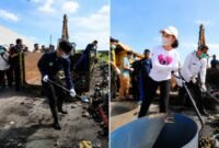 ali Kota Batam, Amsakar Achmad, bersama Wakil Wali Kota Batam, Li Claudia Chandra, ikut membersihkan sampah dalam peringatan Hari Lingkungan Hidup Sedunia Tingkat Kota Batam Tahun 2026, Jumat (19/6/2026). Foto: Humas Diskominfo Batam