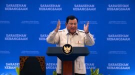 Presiden Prabowo Subianto saat memberikan pidato dalam Pembukaan Sarasehan Kebangsaan Konvensi Sains dan Teknologi Indonesia (KSTI) 2026 di Jakarta, Jumat (26/6/2026). Istimewa