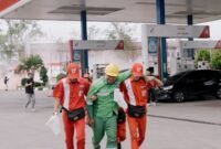 Pertamina Patra Niaga Regional Sumatera Bagian Utara (Sumbagut) menguji kesiapsiagaan tanggap darurat melalui Pelatihan dan Simulasi Penanggulangan Keadaan Darurat (PKD) di SPBU CODO 13.233.404, Aceh Besar, pada 8–10 Juni 2026.. Foto: Istimewa
