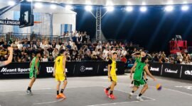 PertandinganTiimnas Indonesia Balige VS Serbia UB FIBA 3x3 Challengers Batam 2026, di Dataran Engku Putri, Sabtu (25/7/2026) malam. 