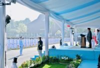 Presiden Prabowo Subianto saat memimpin Upacara Pelantikan Pamong Praja Muda (PPM) Angkatan XXXIII Institut Pemerintahan Dalam Negeri (IPDN) Tahun 2026 di Kampus IPDN Jatinangor, Kabupaten Sumedang, Provinsi Jawa Barat, Rabu (29/7/2026). BPMI Setpres