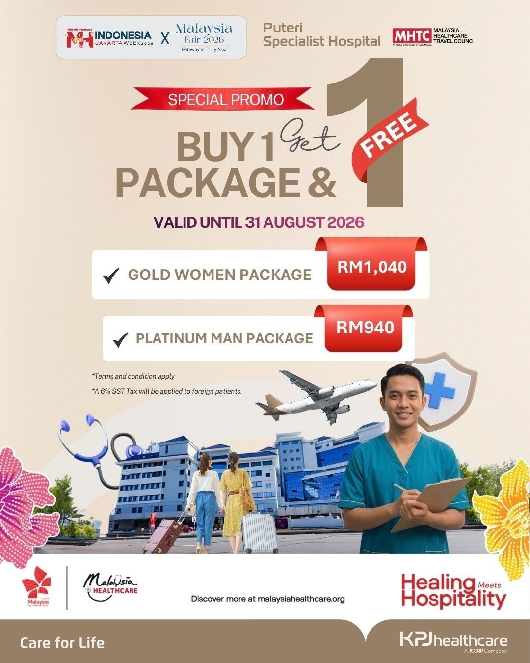 KPJ Healthcare menawarkan promo Beli 1 Gratis 1 di Puteri Specialist Hospital dan Johor Specialist Hospital. iustrasi