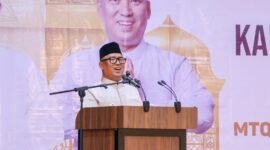 Wakil Gubernur Kepri, Nyanyang Haris Pratamura menyampaikan kata sambutan pada malam Ta'aruf Musabaqah Tilawatil Qur'an (MTQ) XII Tingkat Provinsi Kepulauan Riau Tahun 2026 di Hotel CK Tanjungpinang, Jumat (3/7/2026) malam. Foto: Diskominfo Kepri