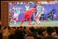 uasana onton bareng Bola Gembira pertandingan perempat final Piala Dunia FIFA 2026 antara Argentina melawan Swiss yang diselenggarakan Pemerintah Provinsi Kepulauan Riau bekerja sama dengan TVRI Stasiun Kepulauan Riau di Aula Wan Seri Beni, Dompak, Tanjungpinang, Minggu (12/7/2026). Foto: Diskominfo Kepri