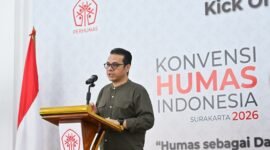Wamenkomdigi Nezar Patria memberikan sambutan dalam acara Kick Off Konvensi Humas Indonesia 2026 di Antara Heritage, Pasar Baru, Jakarta Pusat. Foto: Humas Kemkomdigi