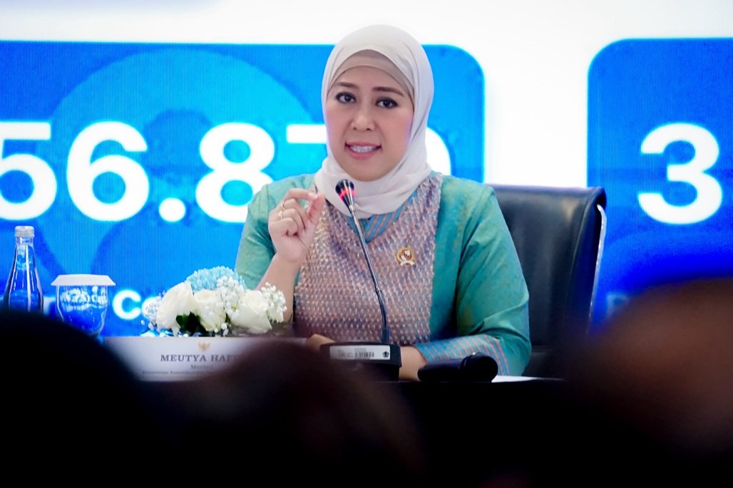 Menkomdigi Meutya Hafid dalam OJK Banking Forum 2026 bertema Penguatan Tata Kelola Teknologi Informasi Perbankan serta Peningkatan Upaya Pemberantasan Kejahatan Keuangan dan Perjudian Online di Era Digital di Jakarta. (Foto: Dok. Kemkomdigi