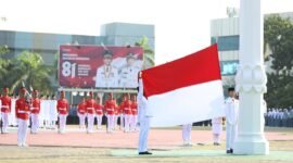 Upacara HUT ke-81 RI di Dataran Engku Putri, Batamcentre, Senin (17/8/2026). Foto: humas Diskominfo Batam