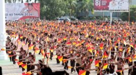 Upacara Peringatan Hari Pramuka ke-65 Tingkat Kota Batam di Dataran Engku Putri, Batam Center, Selasa (18/8/2026). Foto: Humas Dikominfo Batam