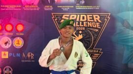 Prajurit YONIF TP 849/BS Prada Samuel Linggom Panjaitan di turnamen Spider Challenge 2026, Kejuaraan Jiujitsu Antar Dojo se-Provinsi Kepulauan Riau di Atrium Lantai Dasar MB 2, Batam, waktu lalu. Foto: Istimewa