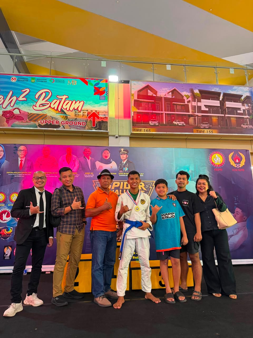 Serda Adi Guna Iskandar di turnamen Spider Challenge 2026: Kejuaraan Jiujitsu Antar Dojo se-Provinsi Kepulauan Riau di Atrium Utama Mall Botania 2, Sabtu (1/8/2026). Foto: Istimewa