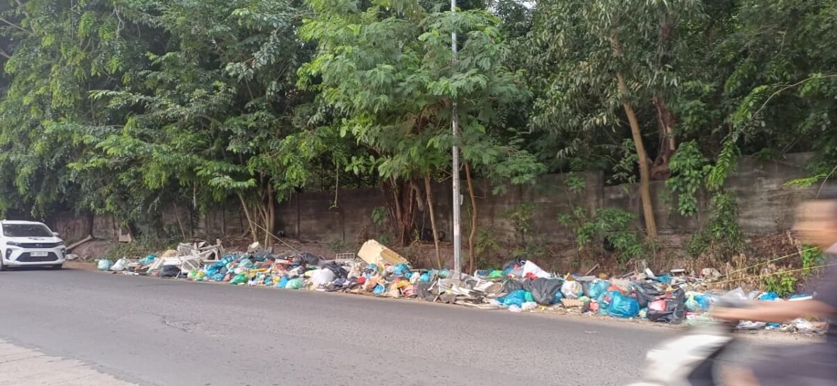 Tumpukkan sampah di pinggir jalan depan Lytech Batam arah. Foto: Metroposid