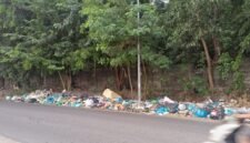 Tumpukkan sampah di pinggir jalan depan Lytech Batam arah. Foto: Metroposid