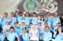 Wali Kota Batam, Amsakar Achmad, dan Wakil Wali Kota Batam, Li Claudia Chandra, bersama pimpinan dan anggota DPRD Batam dan sejumlah pejabat Batam saat perayaan HUT DPRD Batam, Sabtu (31/10/2026). Foto: Humas Diskominfo Batam